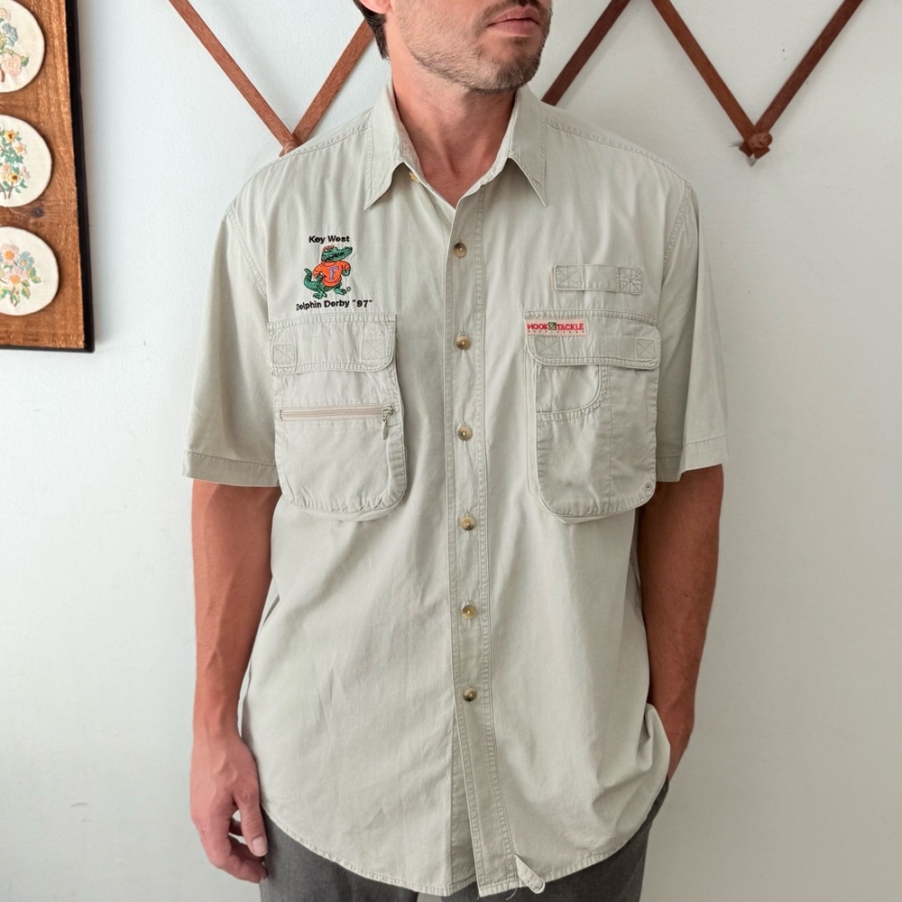 Vintage 1997 Utility Fishing Shirt Florida Gator Key West Embroidery